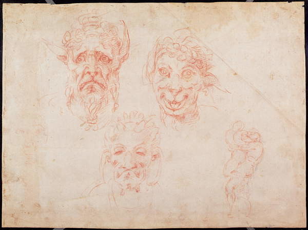 Fine Art Print W.33 Sketches of satyrs' faces