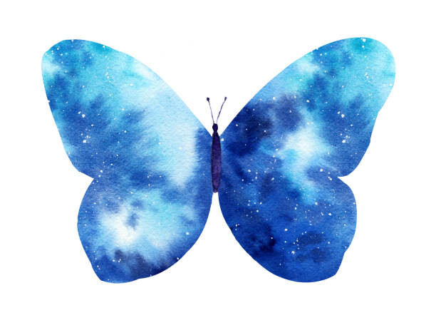 Arte Fotográfica Watercolor galaxy butterfly isolated on the