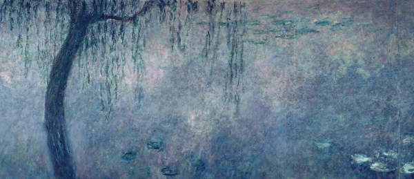 Canvas Print Waterlilies: Two Weeping Willows, left section