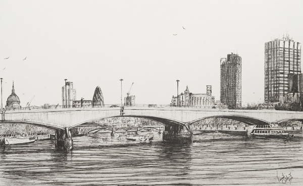 Fine Art Print Waterloo Bridge London, 2006,