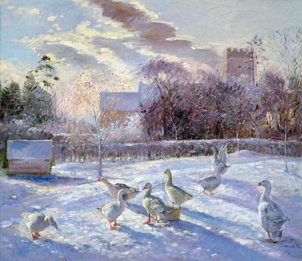 Canvas Print Winter Geese in Church Meadow