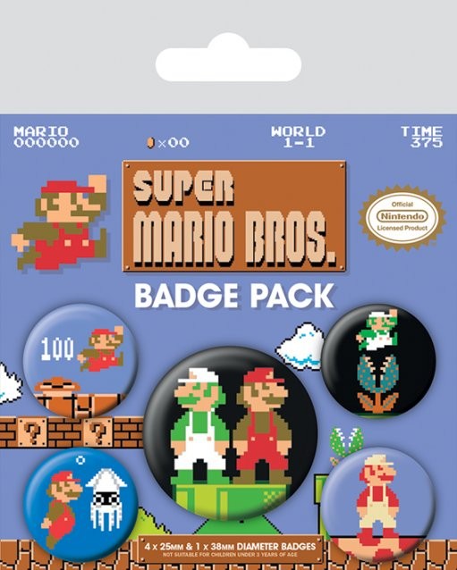 Badge set Super Mario Bros. - Retro