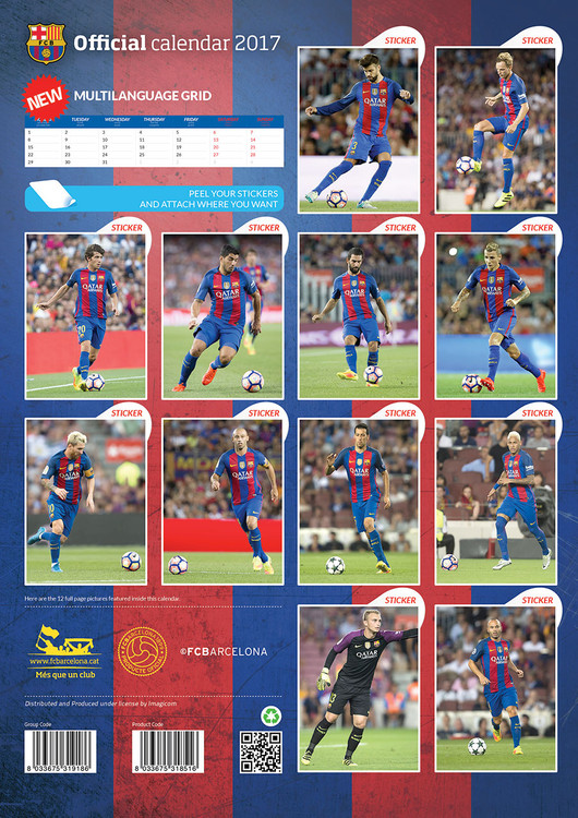 Barcelona + 12 free stickers Wall Calendars 2022 Large selection