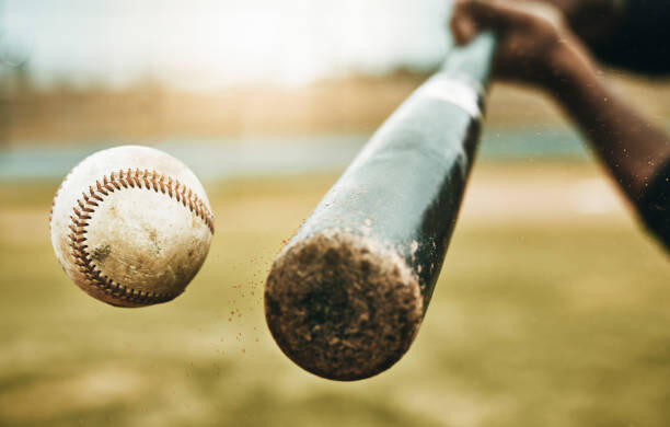 Sticker Baseball hit, sports and athlete on