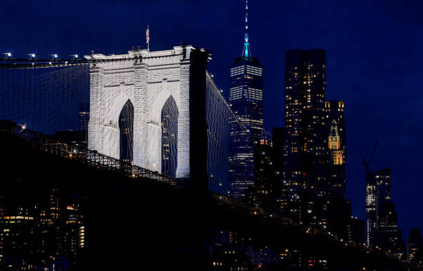 Αυτοκόλλητο Brooklyn Bridge night view