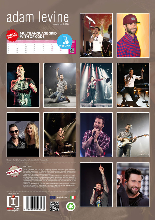 Adam Levine (Maroon 5) Calendars 2021 on UKposters/EuroPosters