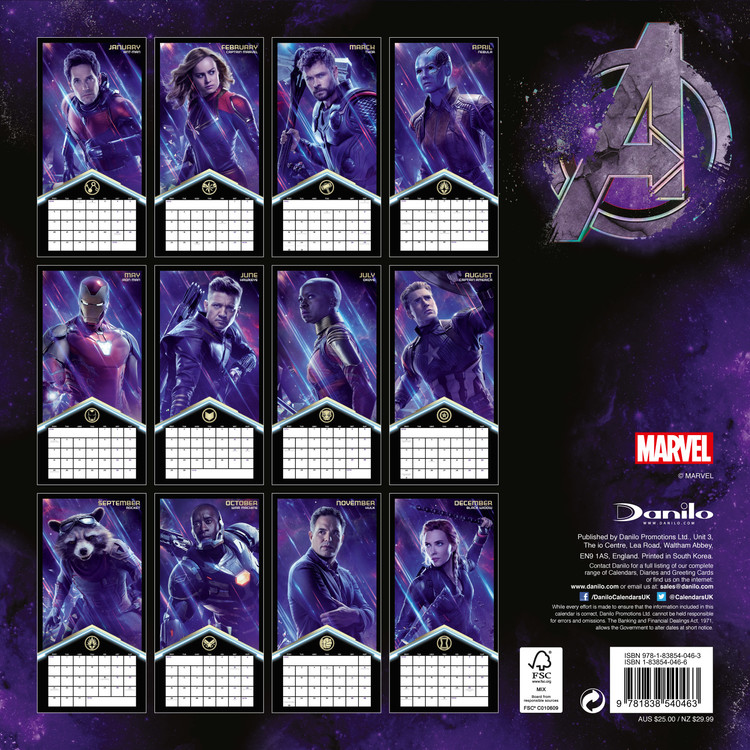 Calendrier Marvel 2021 Avengers: Endgame   Calendars on UKposters/Abposters.com