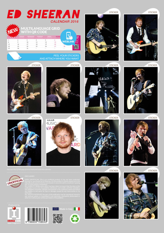 Ed Sheeran - Calendars 2021 on UKposters/EuroPosters
