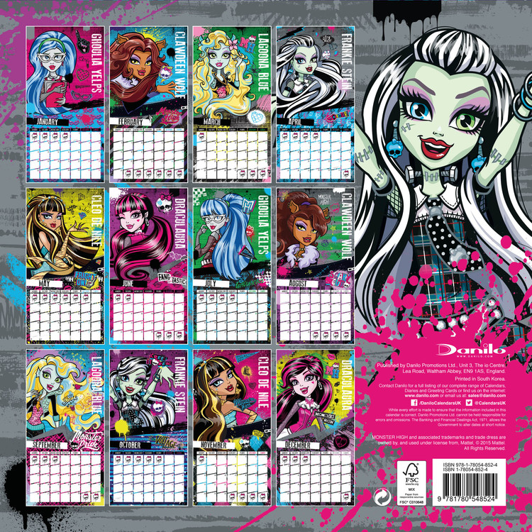 Calendar 2020 Monster High