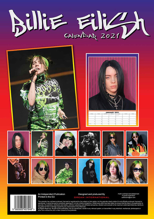 Calendário 2021 Billie Eilish