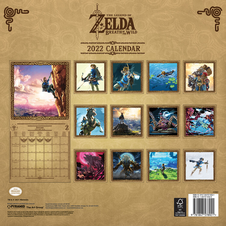The Legend of Zelda - Calendários de parede 2024