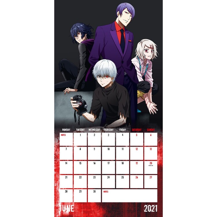 calendário de 2021 tema anime