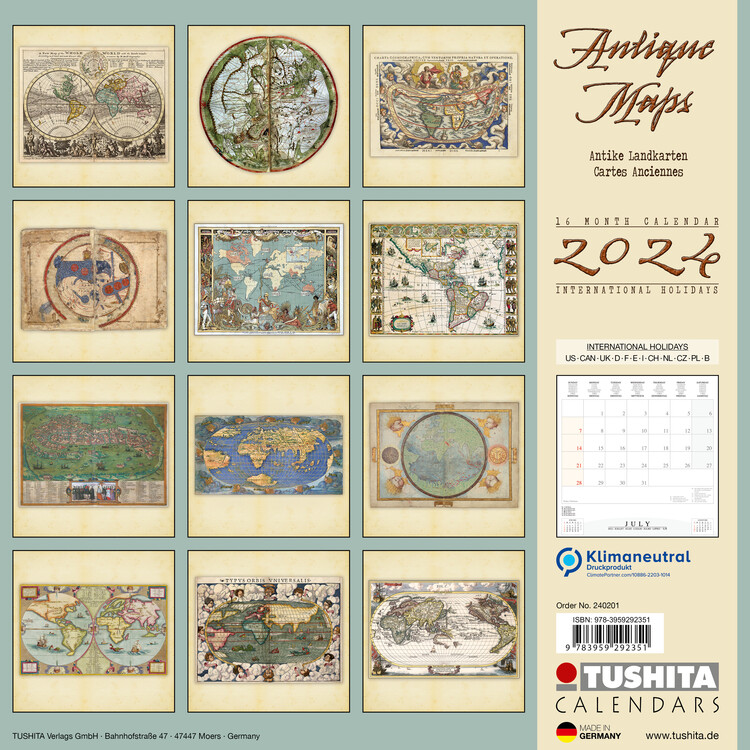 Antique Maps - Wall Calendars 2024