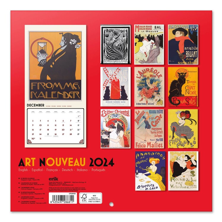 Art Nouveau Wall Calendars 2024 Buy at