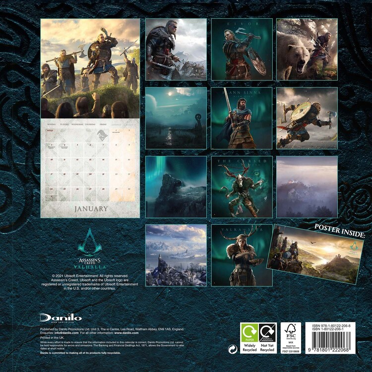 Assassins Creed Calendar 2023 Monthly Wall Hanging Calendars Video Game  Gaming Valhalla Merchandise Large Planner 24 Months - Full 2023 Write On  Grid Plus Bonus 2024 Preview Chart - Made In USA 