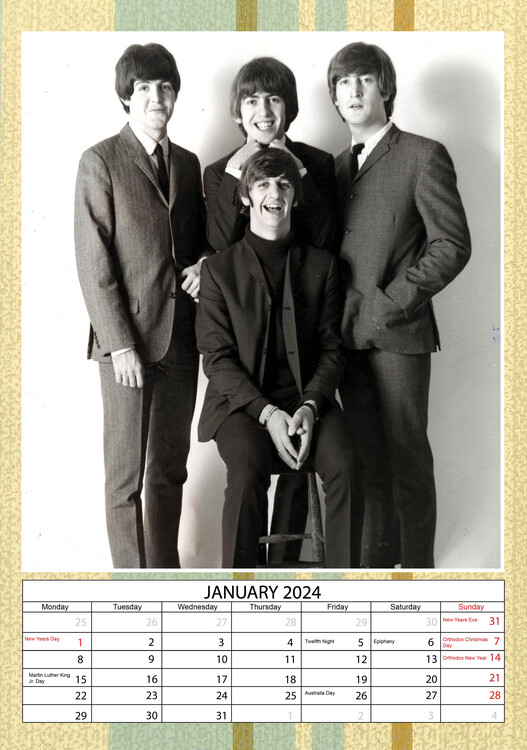 The New 2024 The Beatles Calendar For Sale Raf Leilah