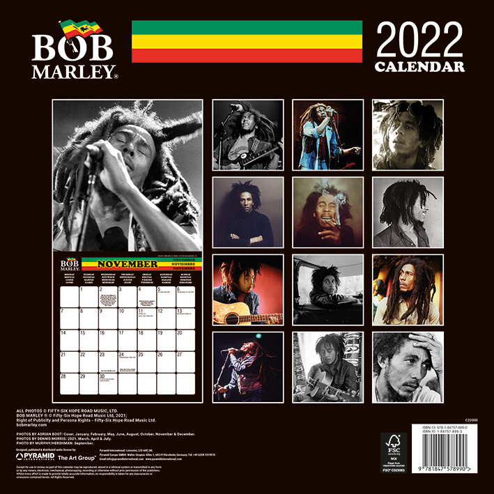 Bob Marley 30x30 cm Kalender 2022-12 Monate