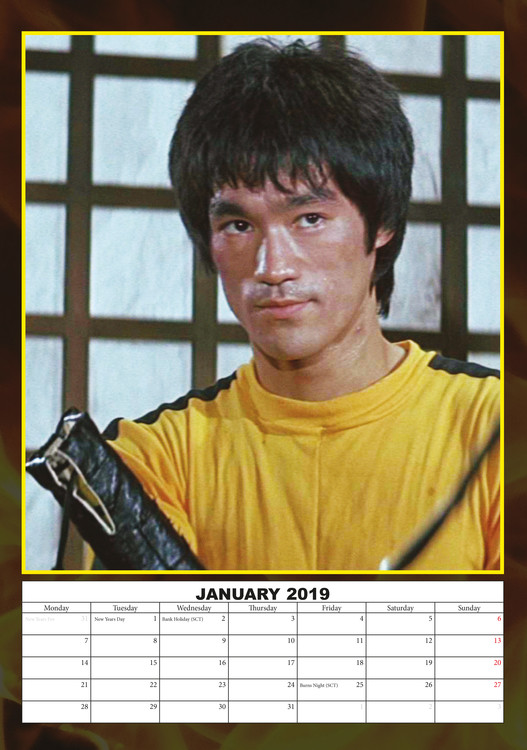 Bruce Lee Refrigerator Magnet Bruce Lee Calendar 2020