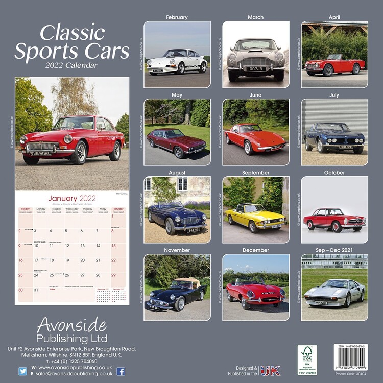 2022 Car Calendar Classic Sports Cars - Wall Calendars 2022 | Large Selection