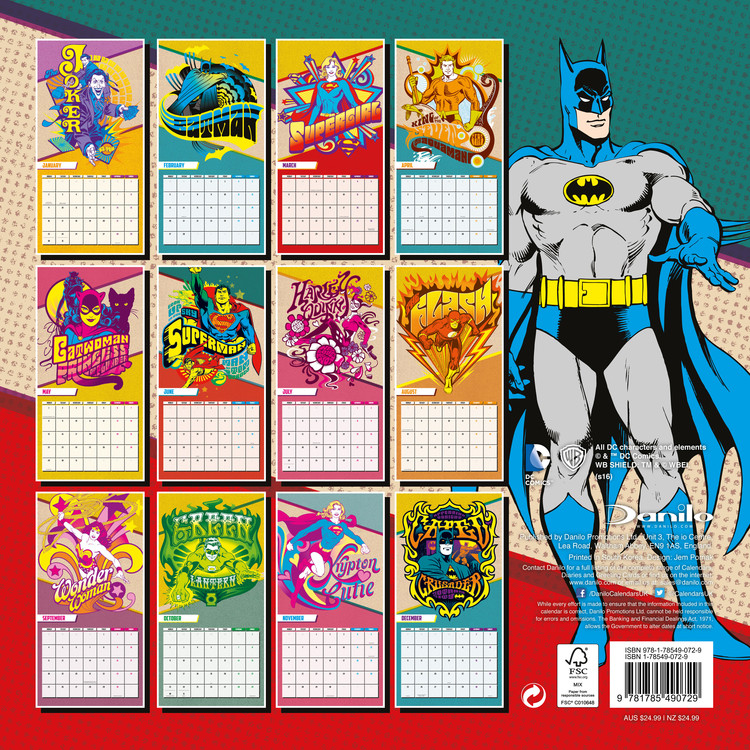 DC Comics Wall Calendars 2022 Large selection