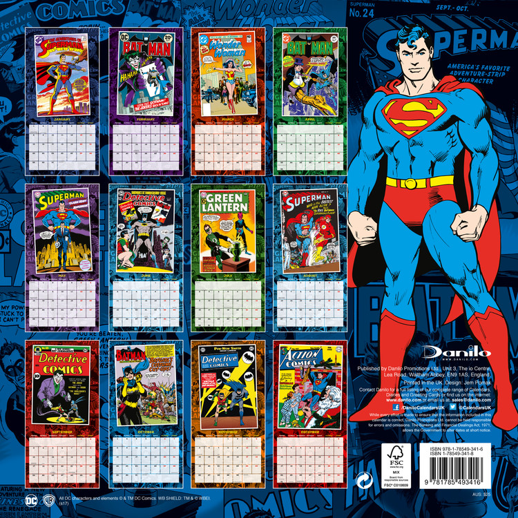 DC Comics Wall Calendars 2022 Large selection