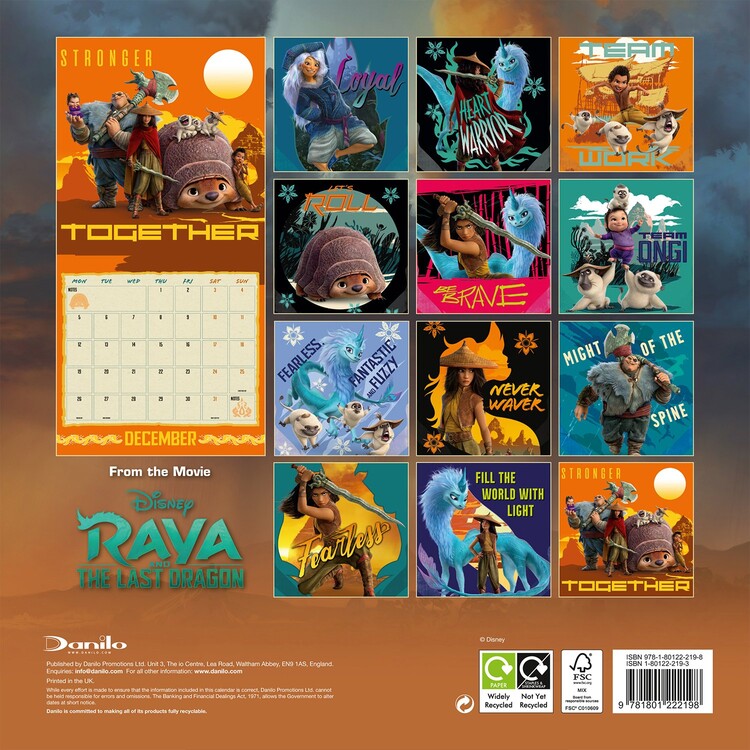 Light The World Calendar 2022 Disney Raya & The Last Dragon - Wall Calendars 2022 | Large Selection