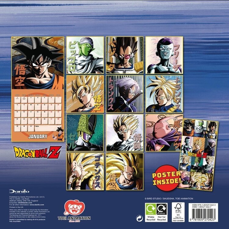 Dragon Ball Z Wall Calendars 2024 Buy at