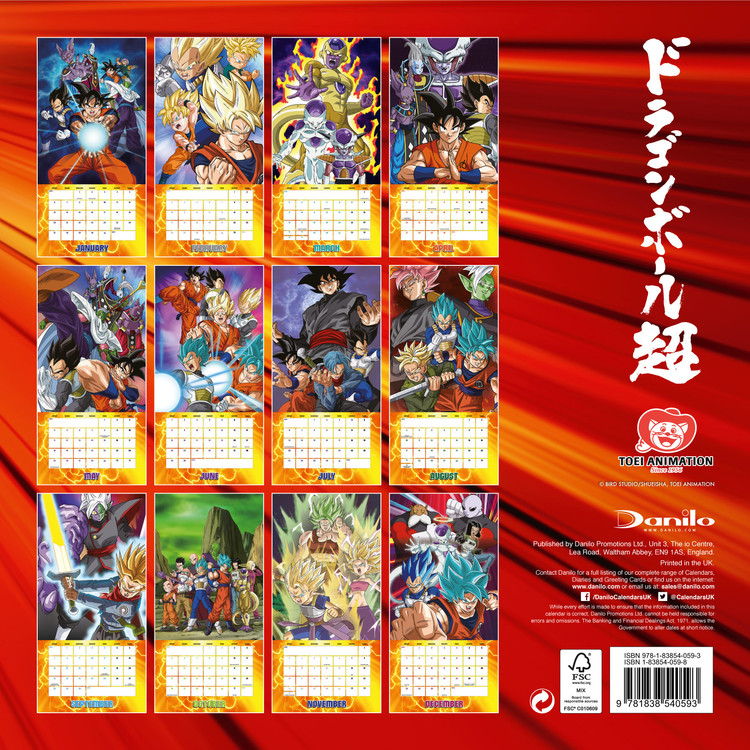 Dragon Ball Z Wall Calendars 2020 Large Selection
