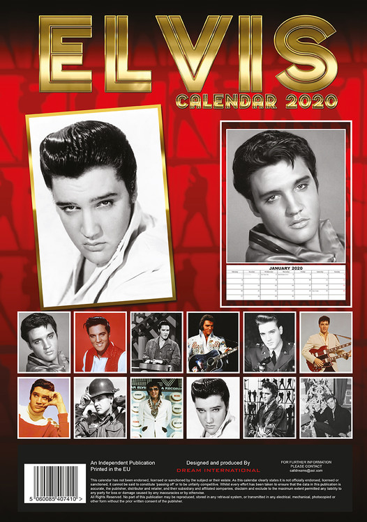 Mini Calendar 2020 Elvis Presley Wall Calendar DDMN022820 