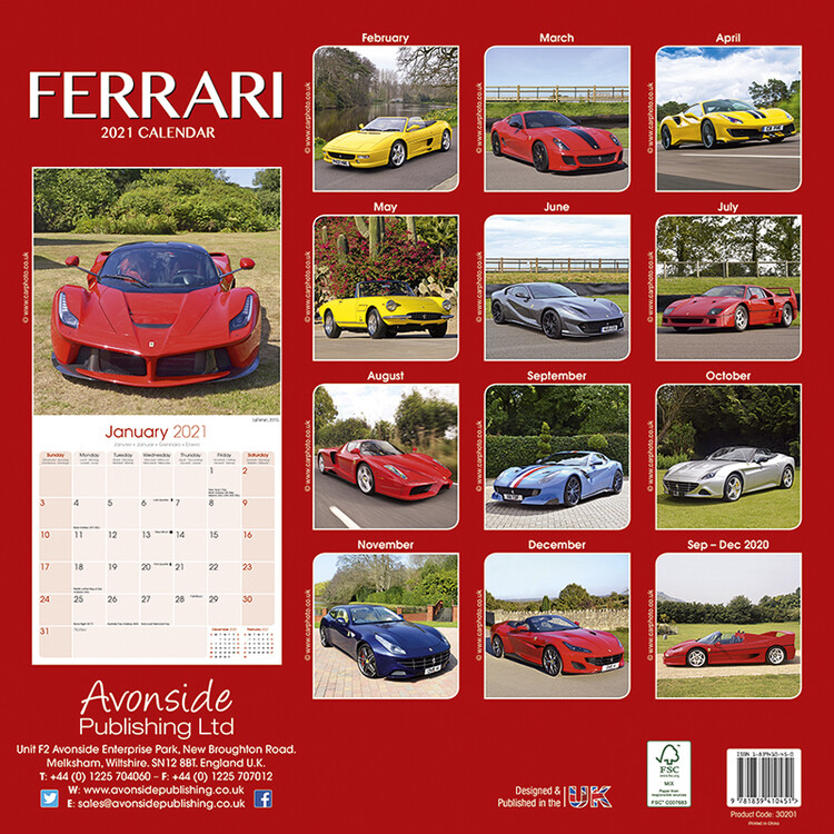 Ferrari Wall Calendar 2021 by Avonside