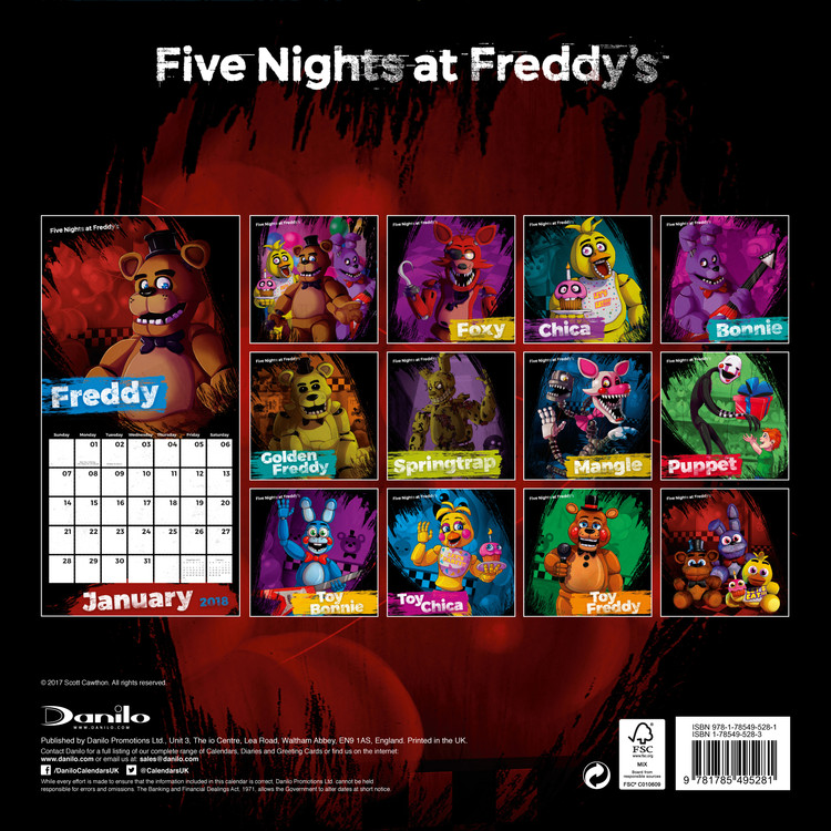 Five Nights At Freddys Wall Calendars 2018 Buy at Europosters