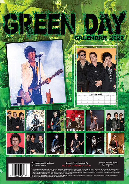 Green Day 2023 Calendar Templates Printable Free