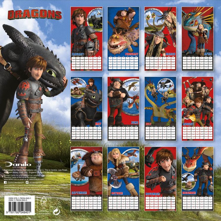 Toothless Wall Calendar 2019 How To Train your Dragon A4 New Sealed 