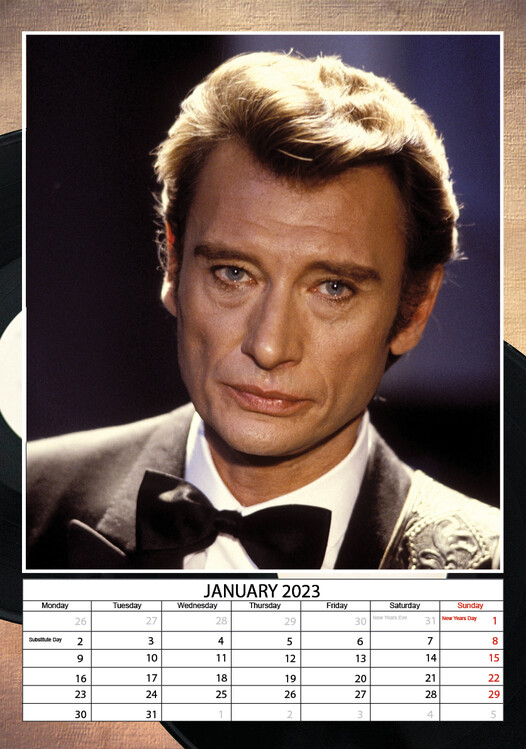 Calendar 2023 Johnny Hallyday