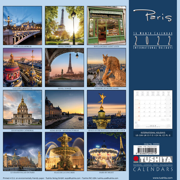 Calendar 2022 Paris