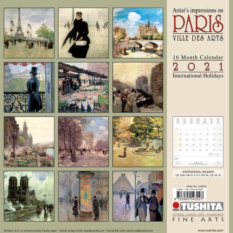 Paris Ville Des Arts Wall Calendars 2021 Large Selection