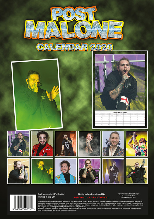 Post Malone Wall Calendars 2022 Large selection