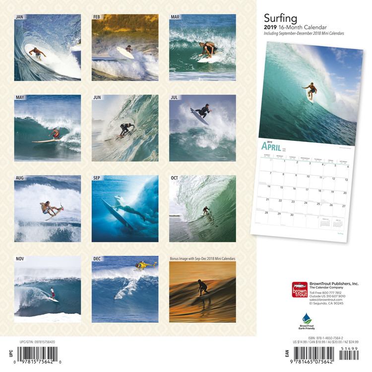 Surf Calendar 2022 Surfing - Wall Calendars 2022 | Large Selection
