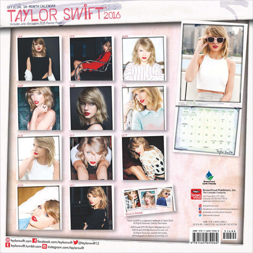 Taylor Swift Wall Calendars 2016 Large Selection