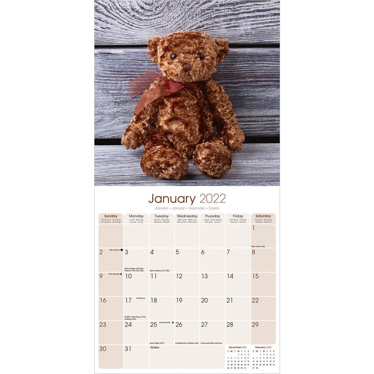 Calendar 2022 Teddy Bears