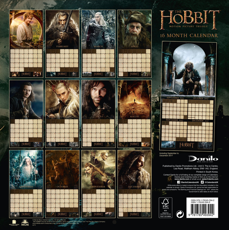 Beschaven Lijkenhuis Vervallen The Hobbit - Wall Calendars 2018 | Buy at Abposters.com