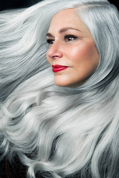 Canvas Print 3/4 profile of woman with long, white hair.