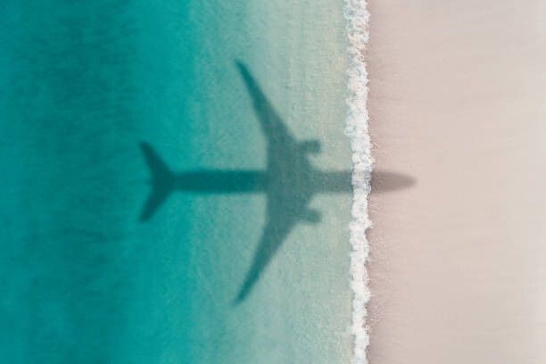 Canvas Print Aerial shot showing an aircraft shadow