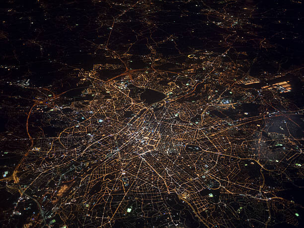 Canvas Print Aerial view of Brussels at night