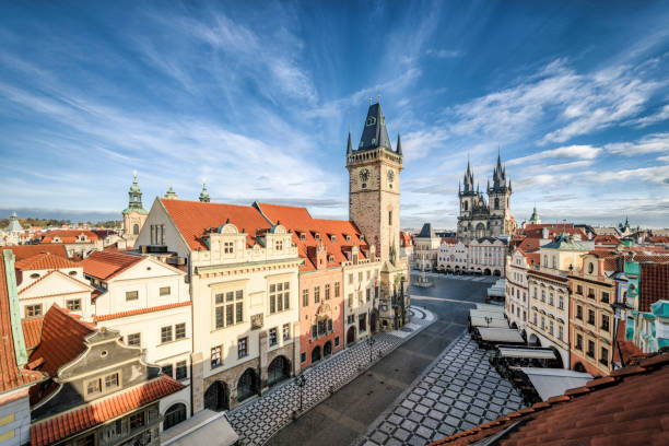 Canvas Print Aerial view of Old Town, Prague,