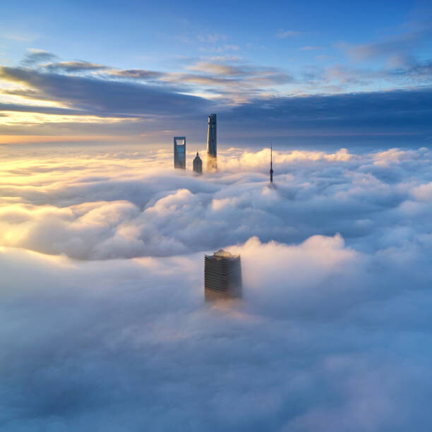 Canvas Print Aerial View of Shanghai Skyline on