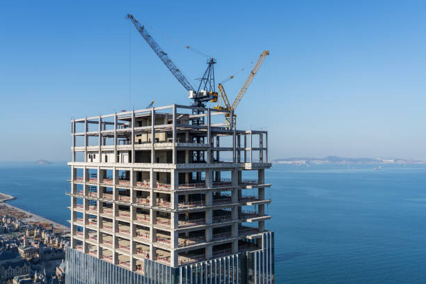 Canvas Print Aerial view of Working Construction Site
