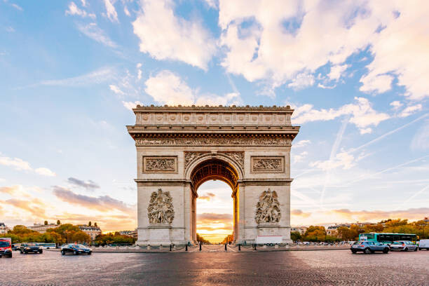 Canvas Print Arc de Triomphe at sunrise, Paris, France