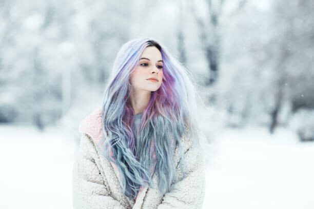 Canvas Print Beautiful young woman with colorful dyed hair