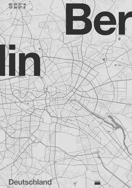 Canvas Print Berlin Minimal Map